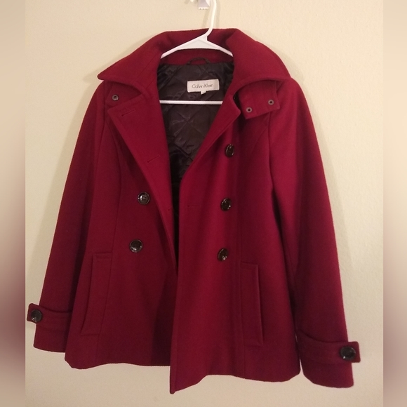 Calvin Klein Peacoat in Red Wool - Picture 3 of 4